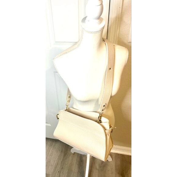 NWOT Anna Paola Italian Pebble Leather / Suede Bag Purse Beige ui - Picture 9 of 9